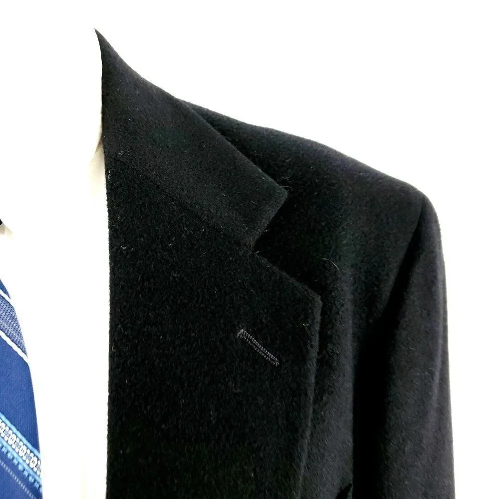 Polo Ralph Lauren 100% Camel Hair 2‎ Leather Button Sport Coat 40R Black